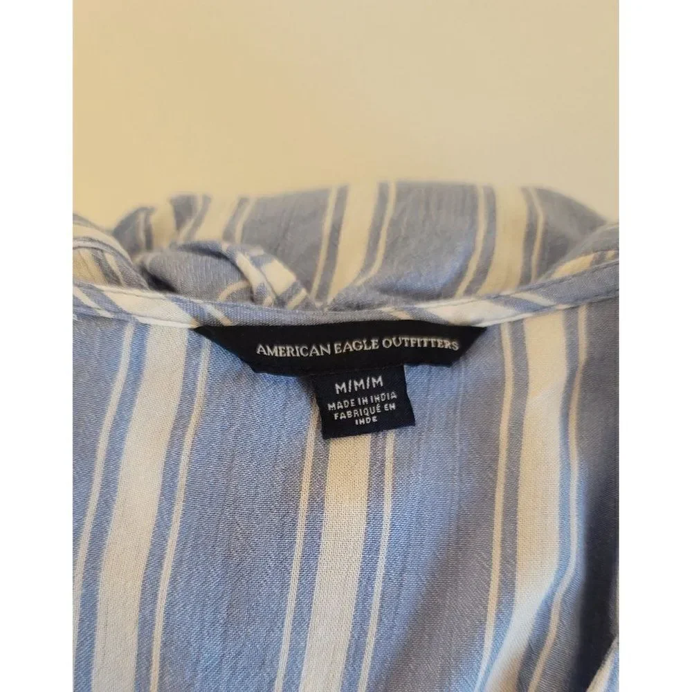 American Eagle Striped Woman's Medium Bell Sleeve Blouse - Picture 4 of 7